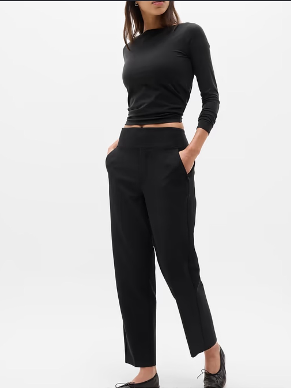 Athleta Endless High Rise Pant 4 Black Straight Leg Travel Work Pants